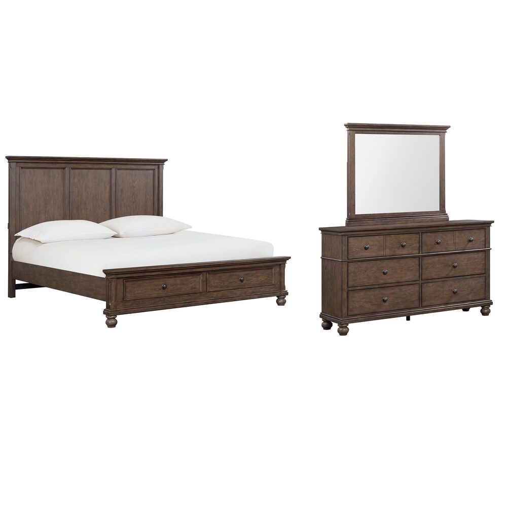 Riva Ridge Oxford 3-Piece Queen Panel Storage Bedroom Set in Cocoa with USB Ports, , large