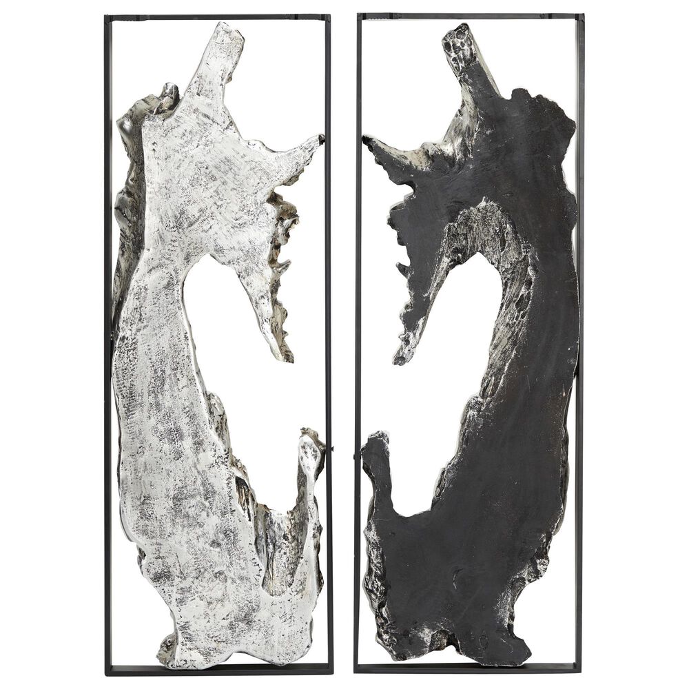 Maple and Jade 32&quot; x 11&quot; Abstract Art Wall Decor in Silver &#40;Set of 2&#41;, , large