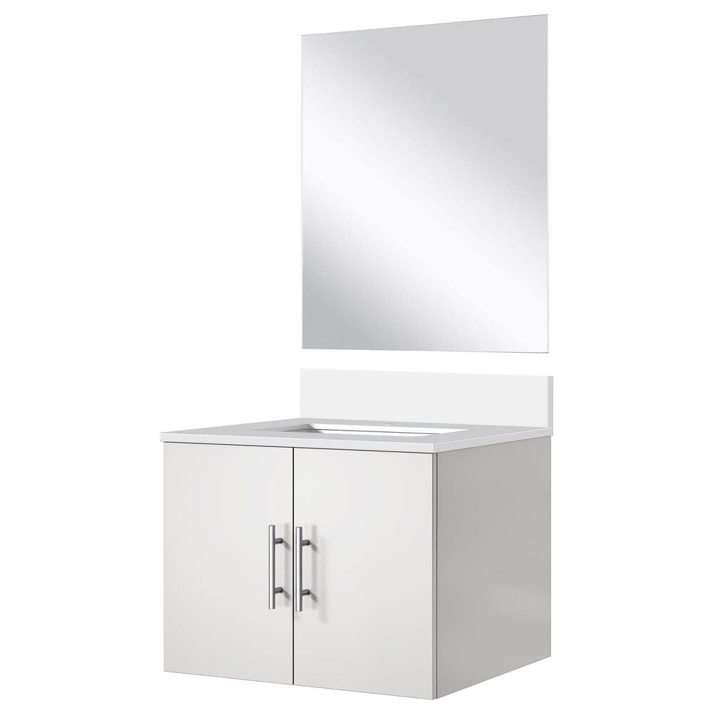 Lexora Home Geneva 24" Single Bathroom Vanity in Navy Blue with 2 cm White Quartz Top, Rectangular Sink and 18" Mirror, , large