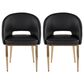 LumiSource Renee Arm Chair with Black Faux Leather Cushion in Gold (Set of 2), , large