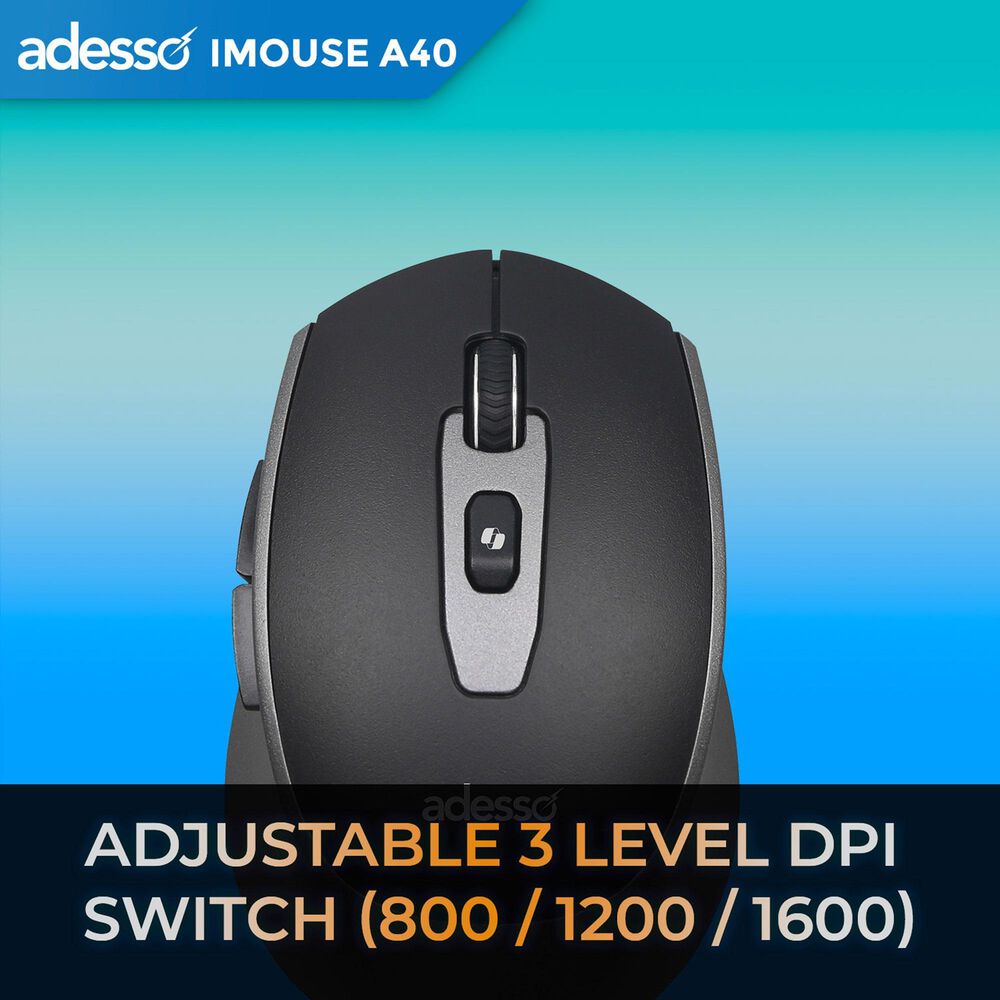Adesso A40 Wireless Ergonomic Mouse with Copilot AI Hotkey in Black, , large