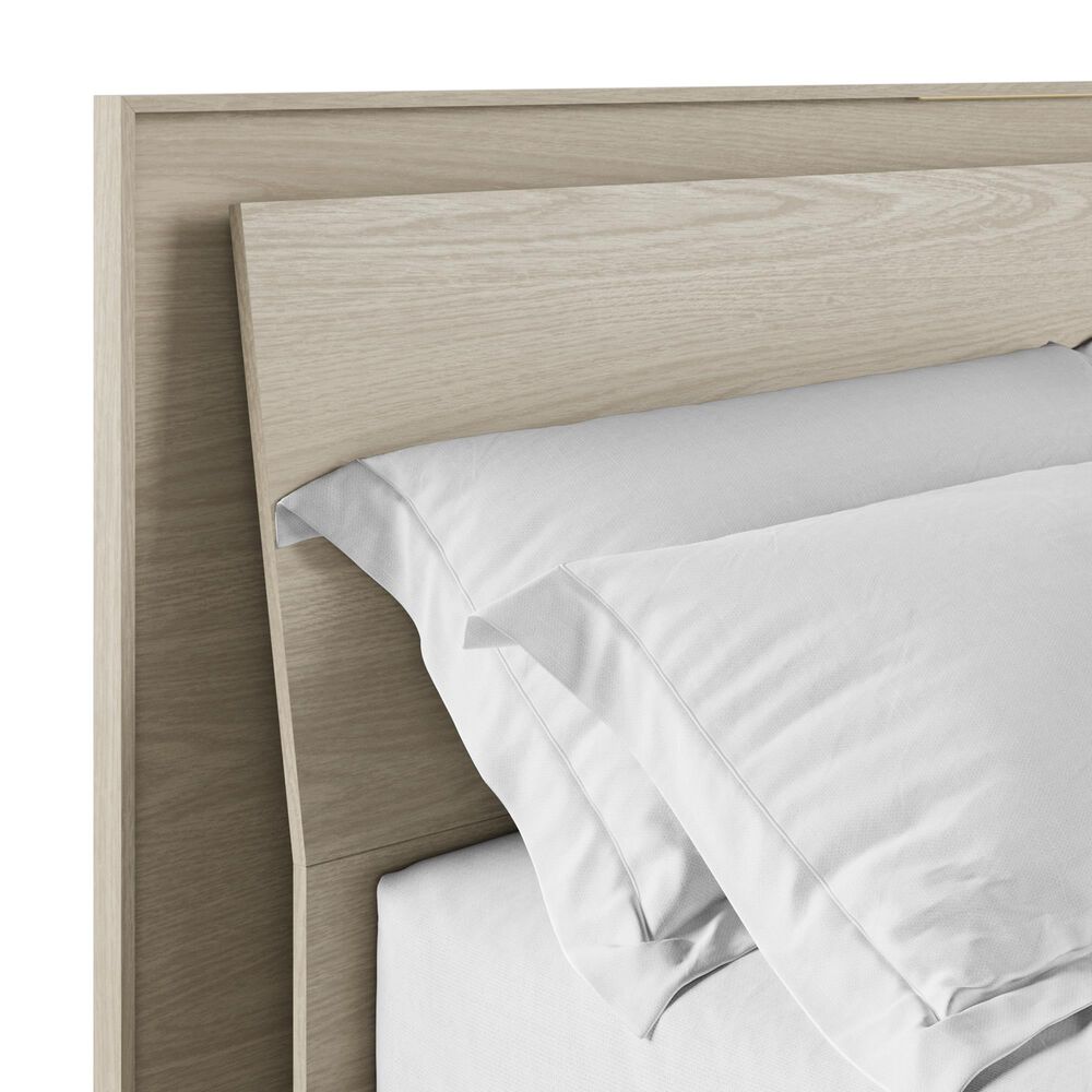 BDI Kava Queen Platform Bed in Washed Oak with Lighting and USB Ports, , large
