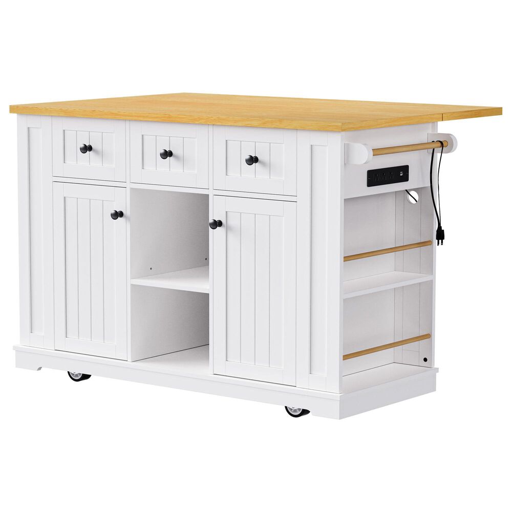 HOMLUX 53inch Large Kitchen Island in White(Three Packages), , large