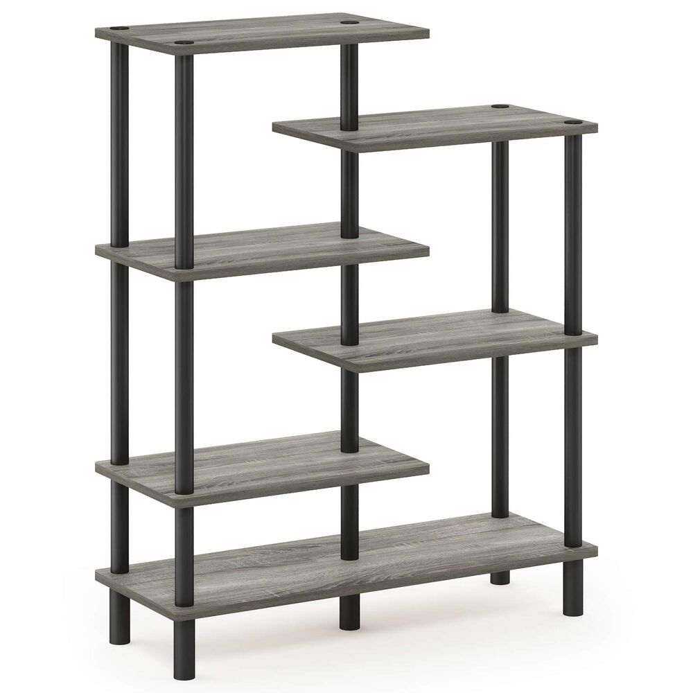 HOMLUX 6-Tier Accent Display Rack in French Oak and Black, , large