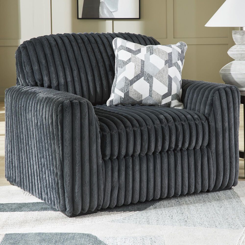 Ashley Midnight-Madness Oversized Chair in Gunmetal, , large