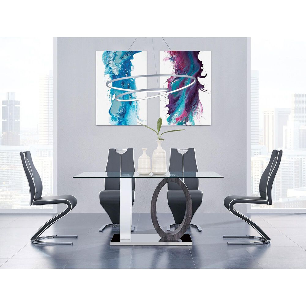 Global Furniture USA Dining Table in White, Silver, Dark Grey and Clear - Table Only, , large