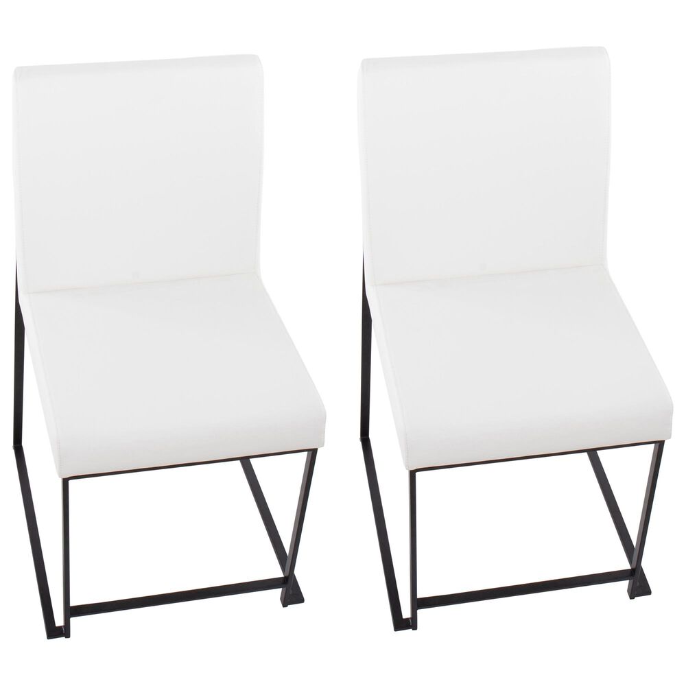 Lumisource Fuji Dining Chair with White Faux Leather Cushion in Black &#40;Set of 2&#41;, , large