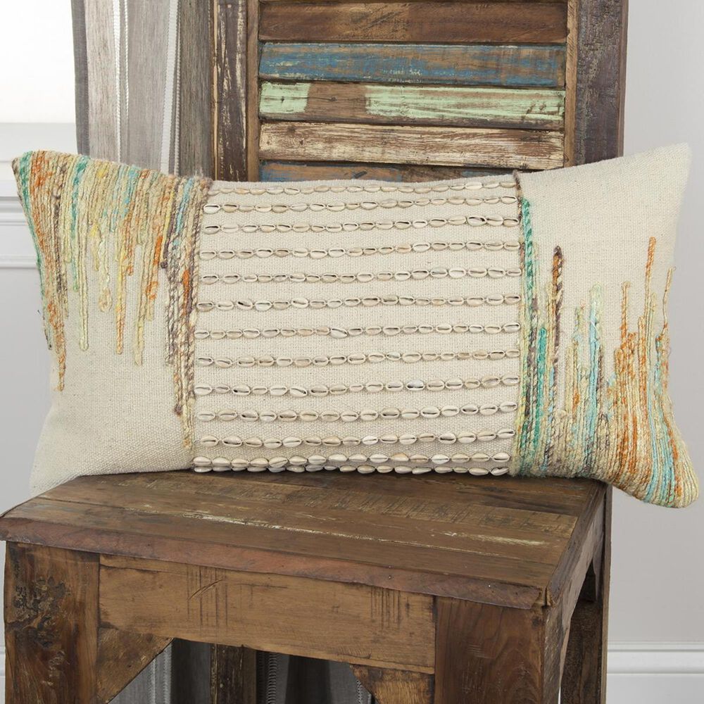 Rizzy Home 14" x 26" Pillow Cover in Beige and Blue, , large
