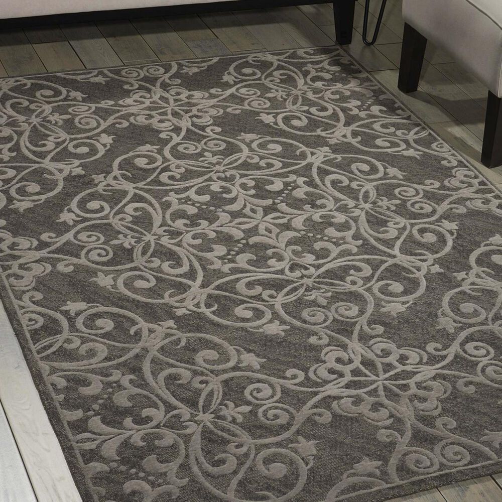 Nourison Damask DAS01 5&#39; x 7&#39; Grey Area Rug, , large