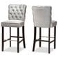 Baxton Studio Daphne Bar Stool with Dark Grey Velvet Cushion in Dark Brown (Set of 2), , large