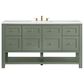James Martin Vanities Breckenridge 60" Single Bathroom Vanity in Smokey Celadon with 3 cm White Zeus Quartz Top and Rectangular Sink, , large