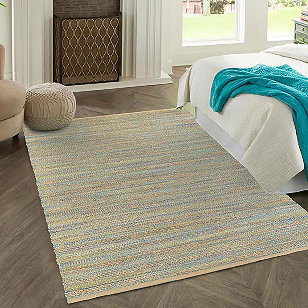 L&amp;R Resources Natural Fiber 7&#39;9&quot; x 9&#39;9&quot; Blue and Green Area Rug, , large