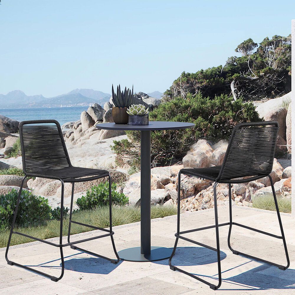Armen Living Shasta Patio Bar Stool with Rope Seat in Black &#40;Set of 2&#41;, , large