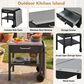 Hearth and Haven Outdoor Foldable Kitchen Cart with Side Table in Black, , large