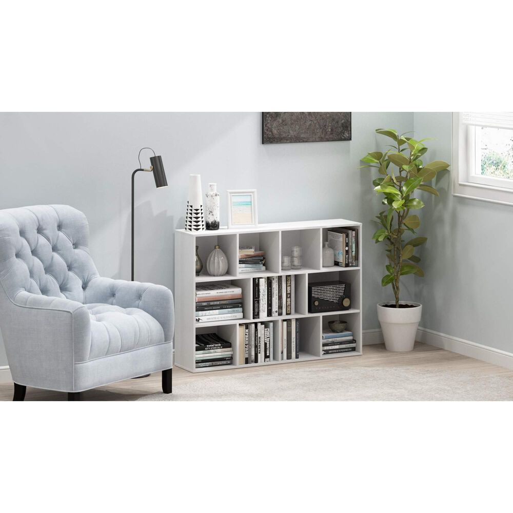 HOMLUX 11-Cube Reversible Open Shelf Bookshelf in White, , large