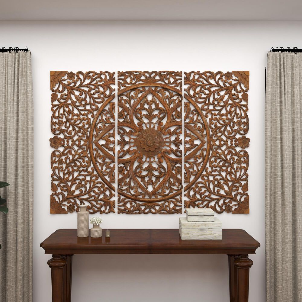 Maple and Jade 48&quot; x 16&quot; Traditional Wall Decor in Cinnamon Brown, , large