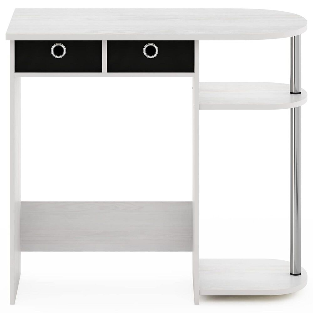 HOMLUX 32" Computer Desk with Two Drawers in White Oak and Stainless Steel, , large