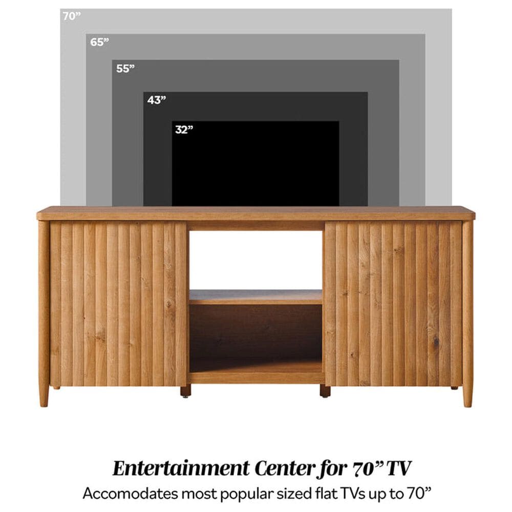 Walker Edison Flynn Scandinavian 58&quot; TV Stand in English Oak, , large