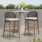 Hearth and Haven 30" Outdoor Barstool with Teak Frame in Light Gray (Set of 2), , large