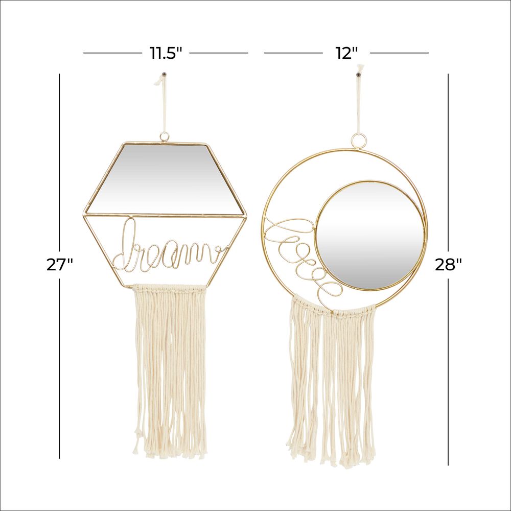 Novogratz Contemporary Wall Mirror in Polished Gold &#40;Set of 2&#41;, , large
