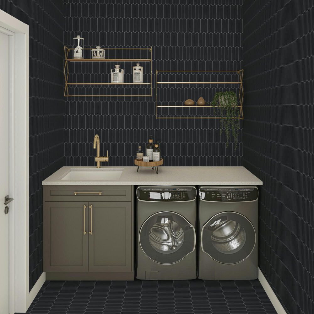 Dal-Tile Artefino Element Charcoal 1.5" x 6" Capsule on 12" x 13" Porcelain Mosaic Sheet, , large