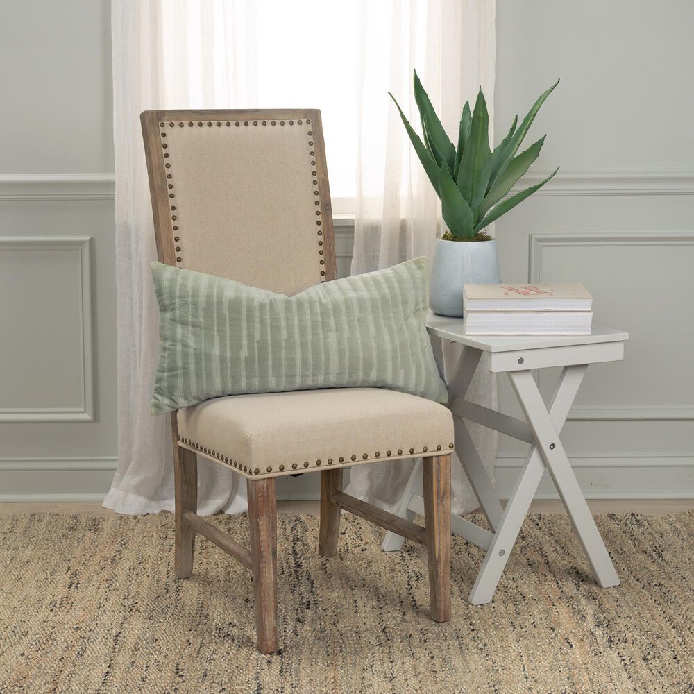 Rizzy Home 14&quot; x 26&quot; Striped Down Filled Lumbar Pillow in Green, , large