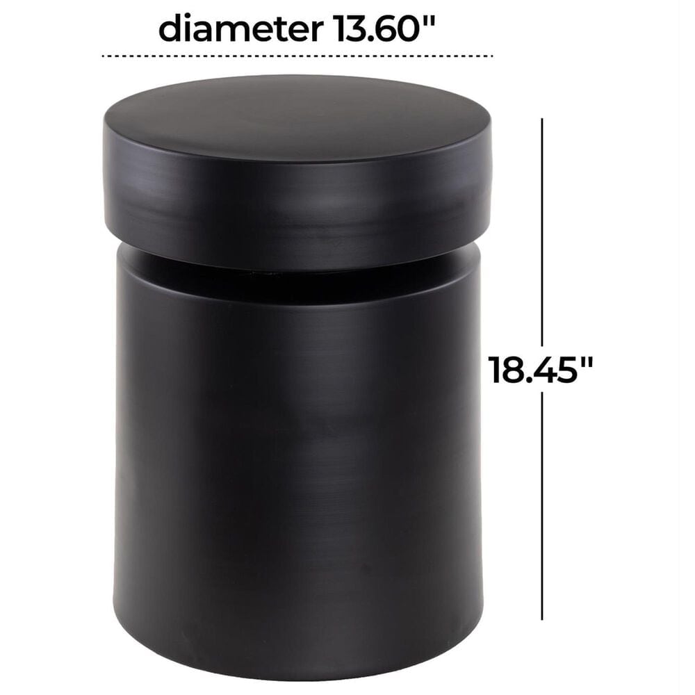37B Metal Drum End Table in Black, , large