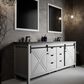 Lexora Home Marsyas 84" Double Bathroom Vanity in White with Grey Quartz Top and Rectangular Sinks, , large