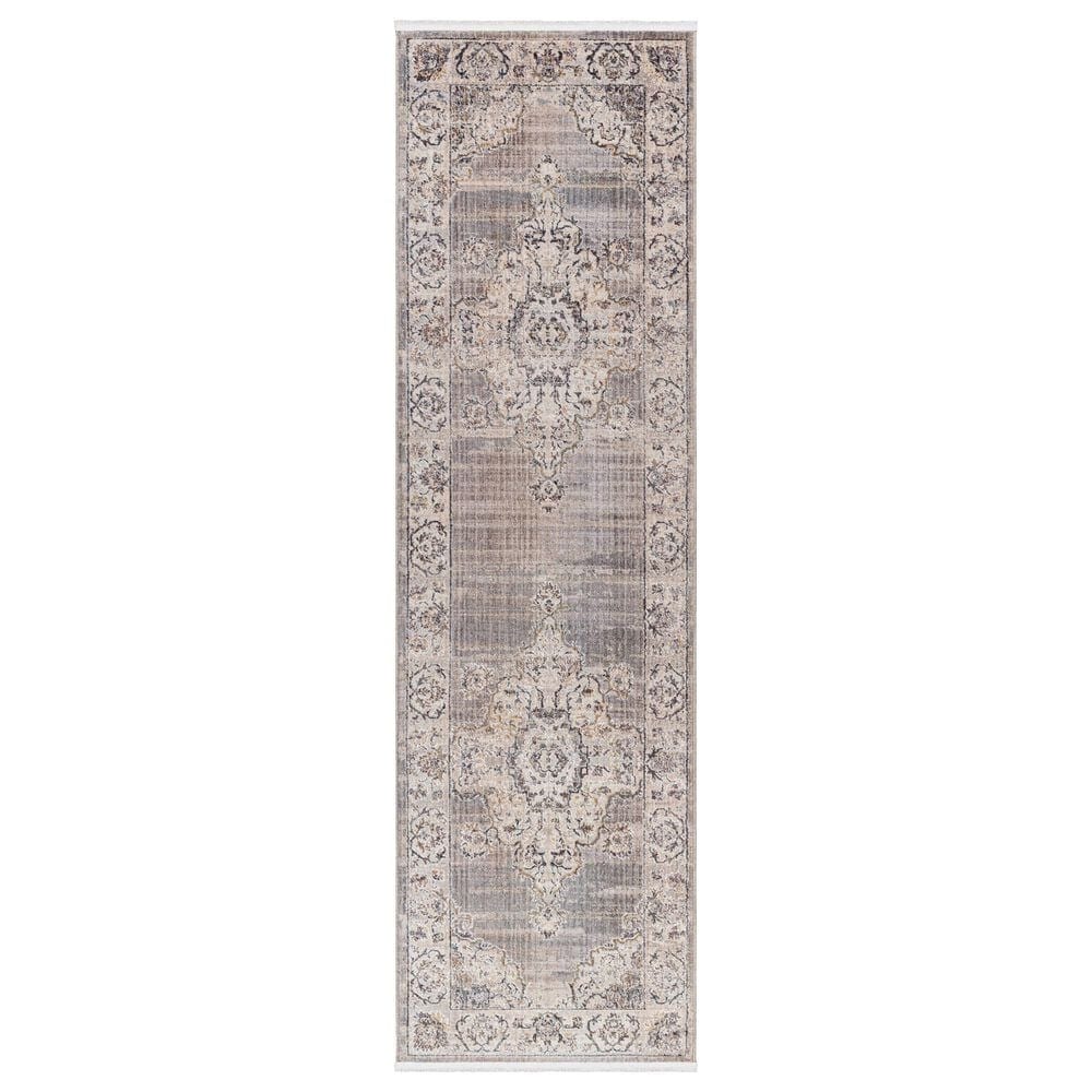 Surya Aida 2"7" x 9" Beige, Medium Gray, Tan, Gray, Charcoal and Deep Teal Runner, , large