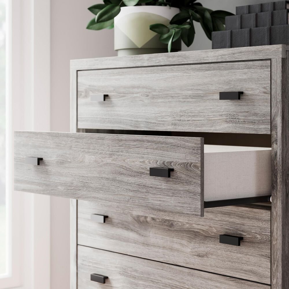 Ashley Vessalli 5-Drawer Chest in Light Gray and Matte Black, , large