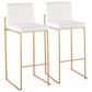 LumiSource Fuji 30" Bar Stool with White Upholstery in Gold (Set of 2), , large