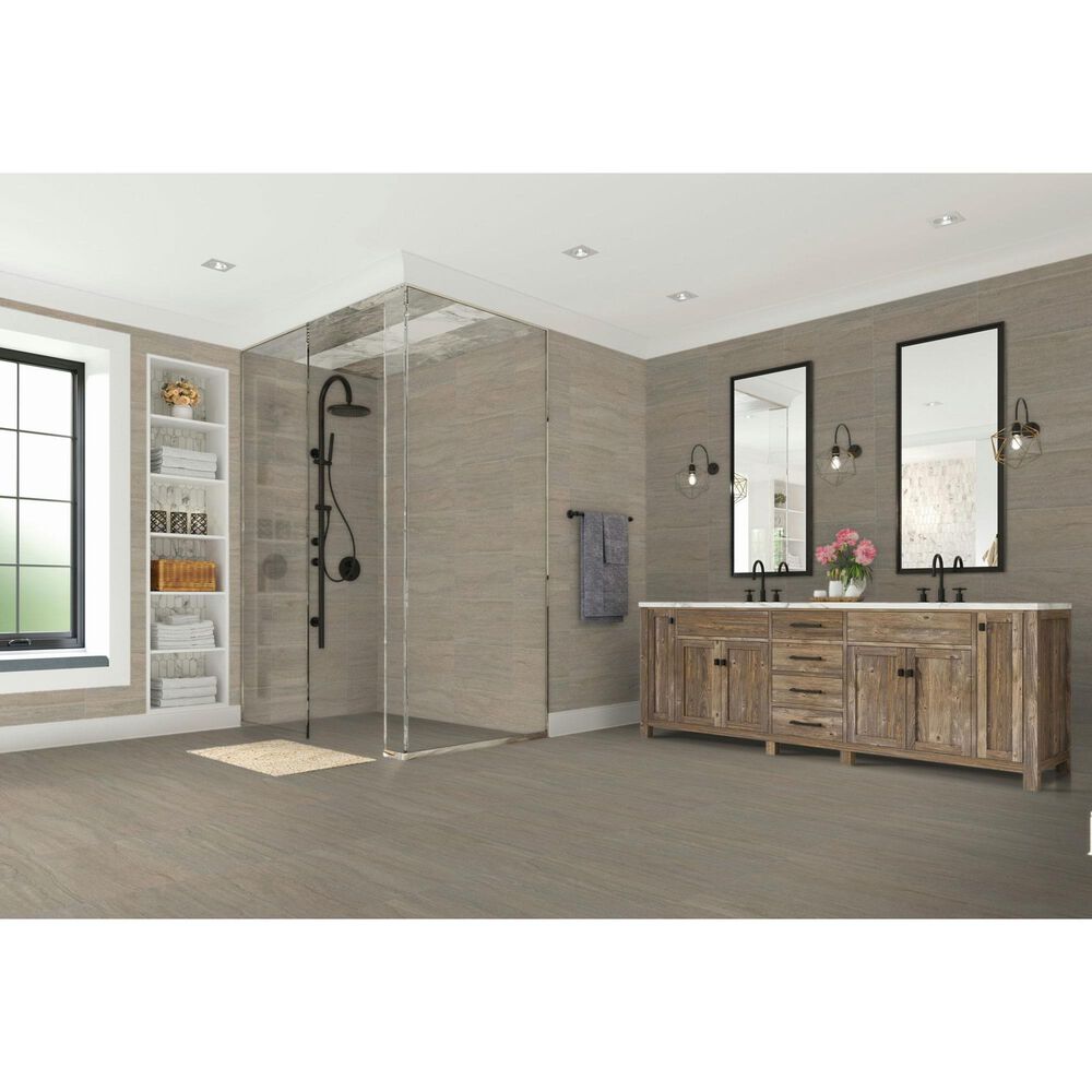 Dal-Tile Haddonstone Atlas Rectangle Vein Cut 12" x 24" Satin Polished Porcelain Tile, , large