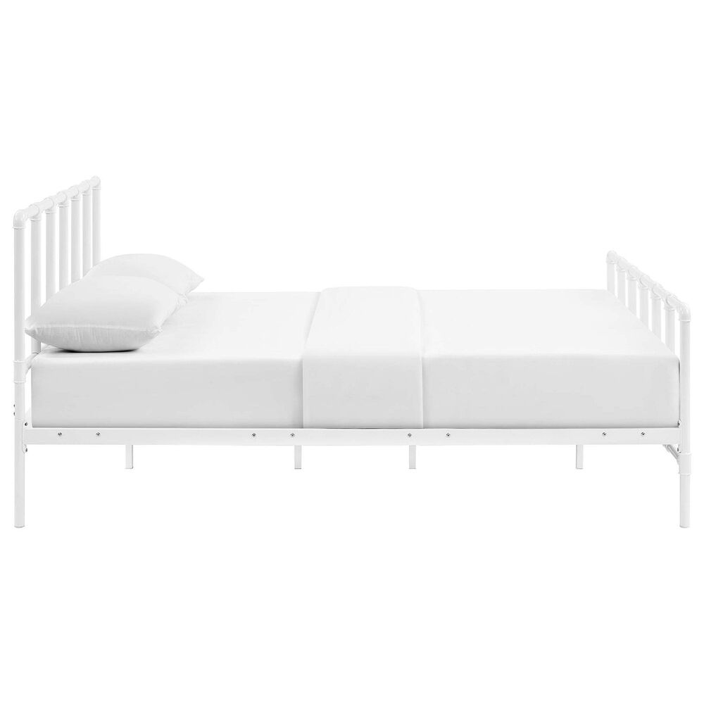 Modway Dower Stainless Steel Queen Platform Bed in White, , large