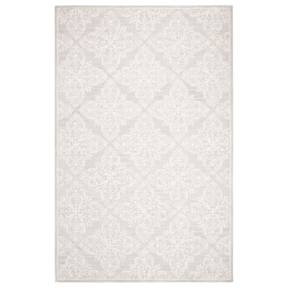 Safavieh Micro-Loop Damask 5" x 8" Silver and Ivory Area Rug, , large