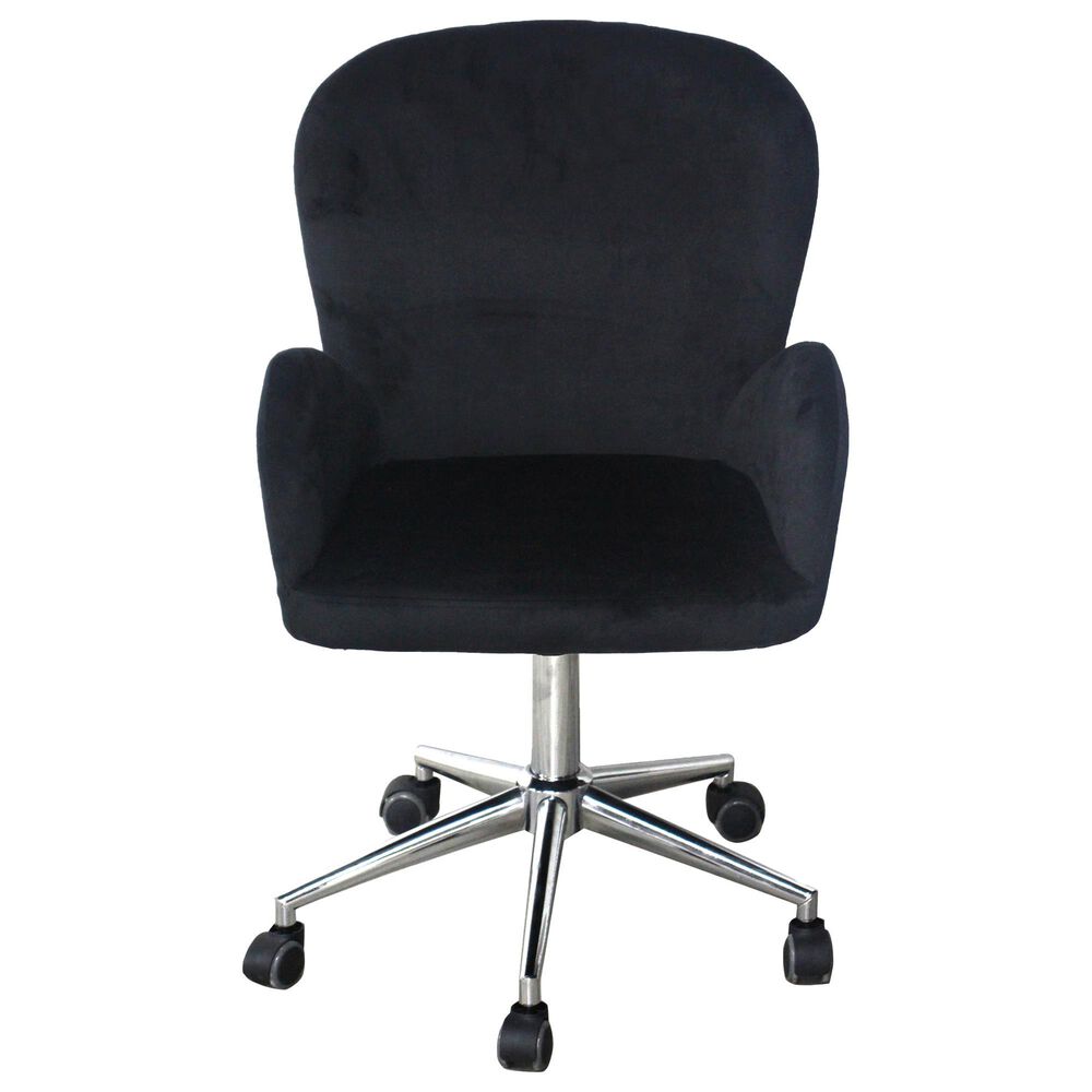 Impressions Vanity Colette Swivel Vanity Chair with Black Cushion in Silver Chrome, , large