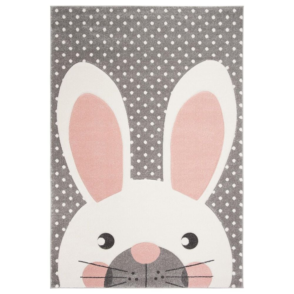 Safavieh Carousel 4" x 6" Pink and Grey Kids Area Rug, , large