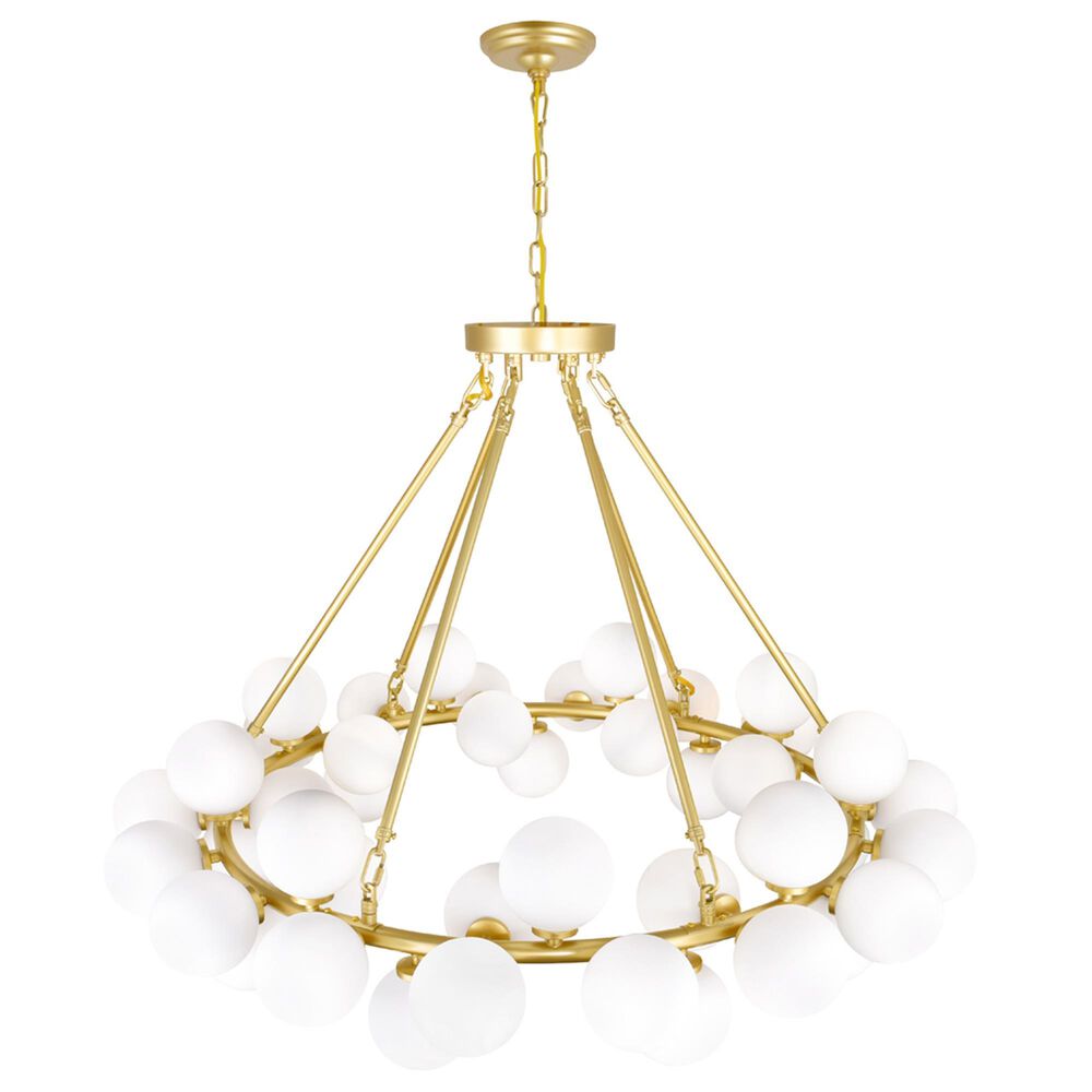 CWI Lighting Arya 45-Light Chandelier with White Shade in Satin Gold, , large