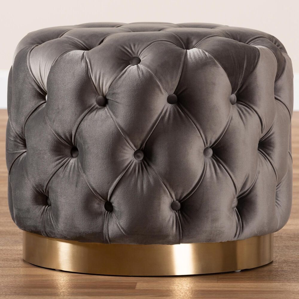 Baxton Studio Valeria Ottoman in Slate Grey, , large
