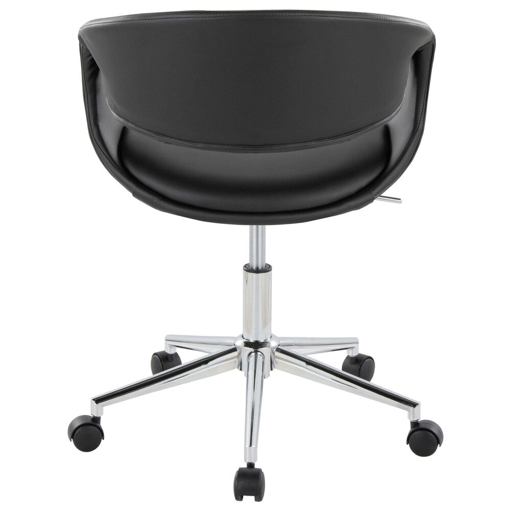 LumiSource Curvo Swivel Task Chair with Black Faux Leather Cushion in Chrome, , large