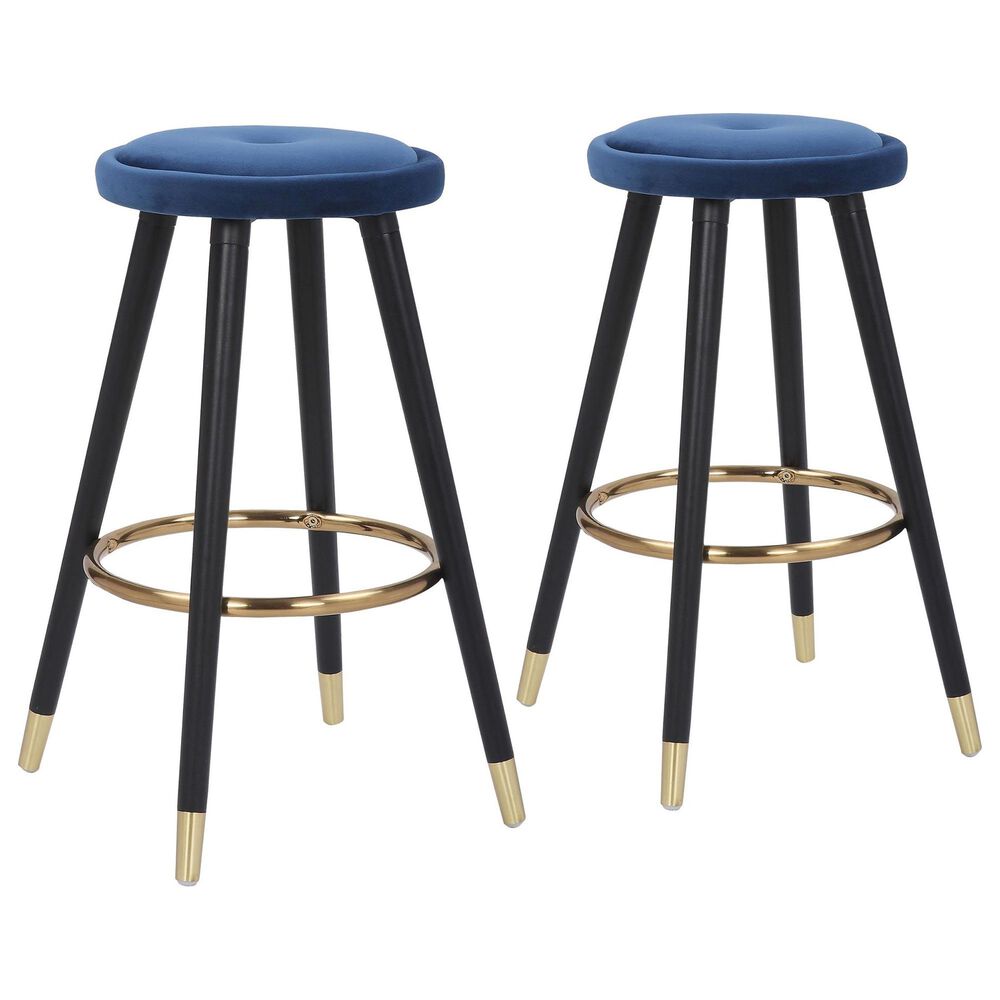 Lumisource Cavalier Counter Stool in Blue/Black/Gold (Set of 2), , large