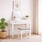 Linon Home Decor Angela Vanity with Stool in White, , large