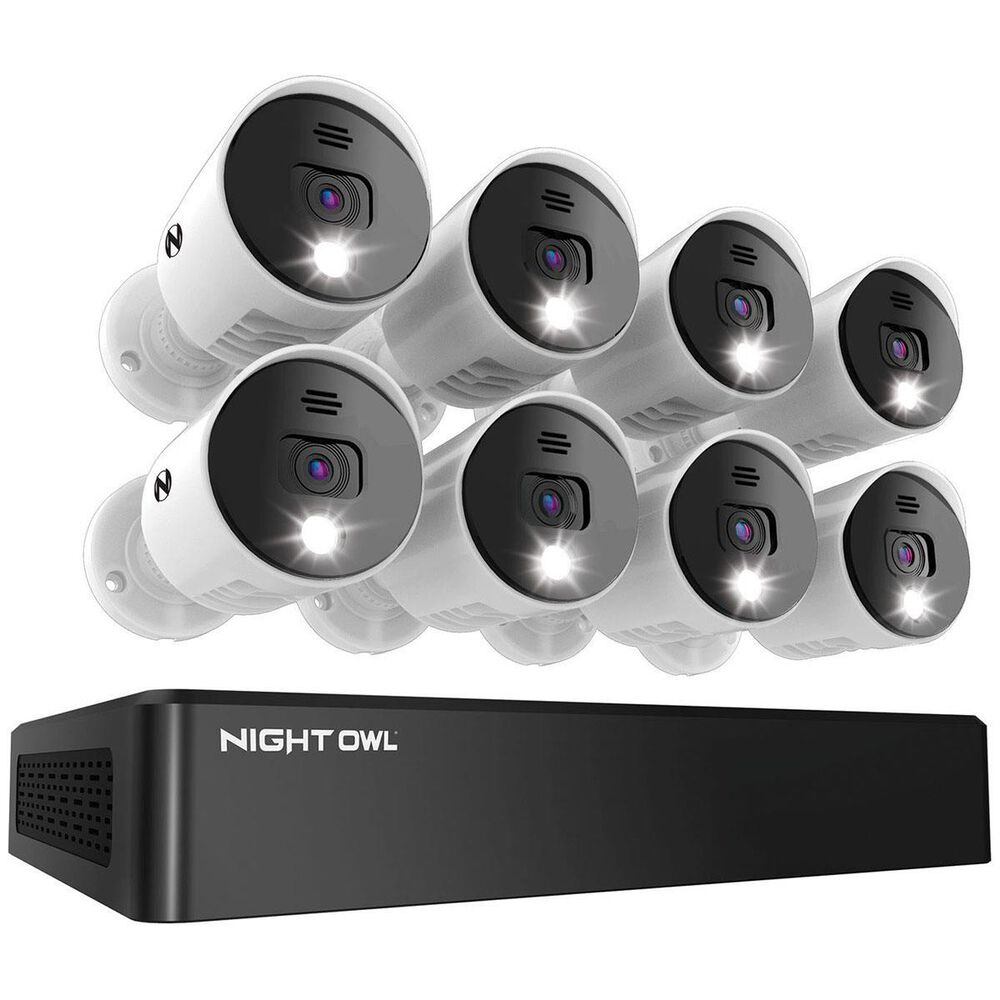 Night Owl 8-Channel, 8-Camera (White) Wired Indoor/Outdoor 4K Ultra HD 2TB DVR Spotlight Surveillance System, , large