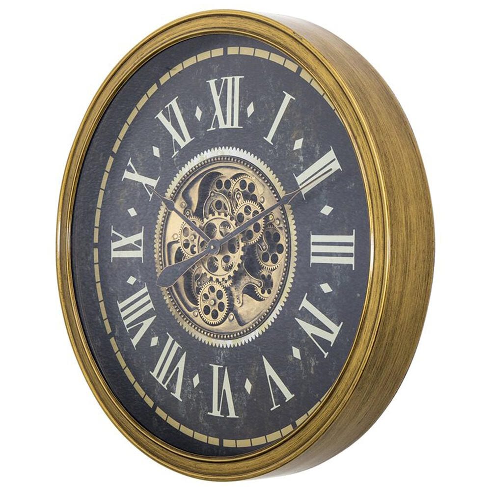 Yosemite Home Decor Aged Roman Gear Wall Clock in Gold and Black, , large