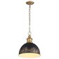 Golden Lighting Alison 1-Light Pendant with Weathered Black Iron Shade in Vintage Gold, , large