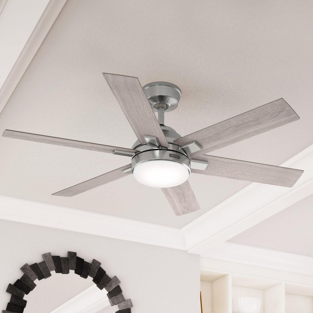 Hunter Georgetown 52&quot; Ceiling Fan with LED Light in Brushed Nickel, , large