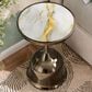 Furniture of America Gleam Round End Table in Antique Brass and White, , large