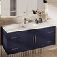 Lexora Home Geneva 48" Single Bathroom Vanity in Navy Blue with 2 cm White Quartz Top and Rectangular Sink, , large
