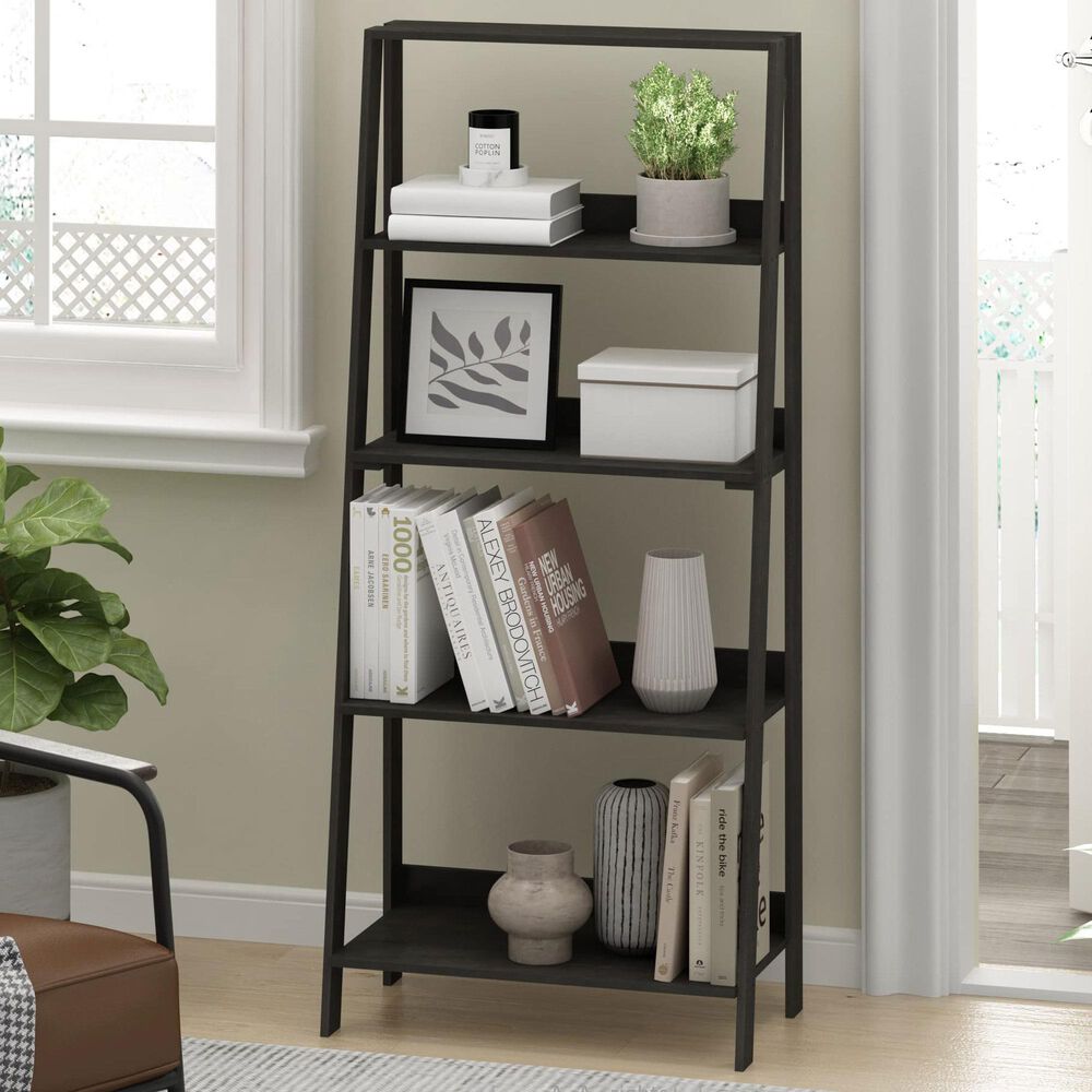 HOMLUX 5-Tier Ladder Display Bookshelf in Espresso, , large