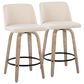 LumiSource Toriano Swivel Counter Stool with Cream Noise Fabric Upholstery in Whitewashed and Black (Set of 2), , large