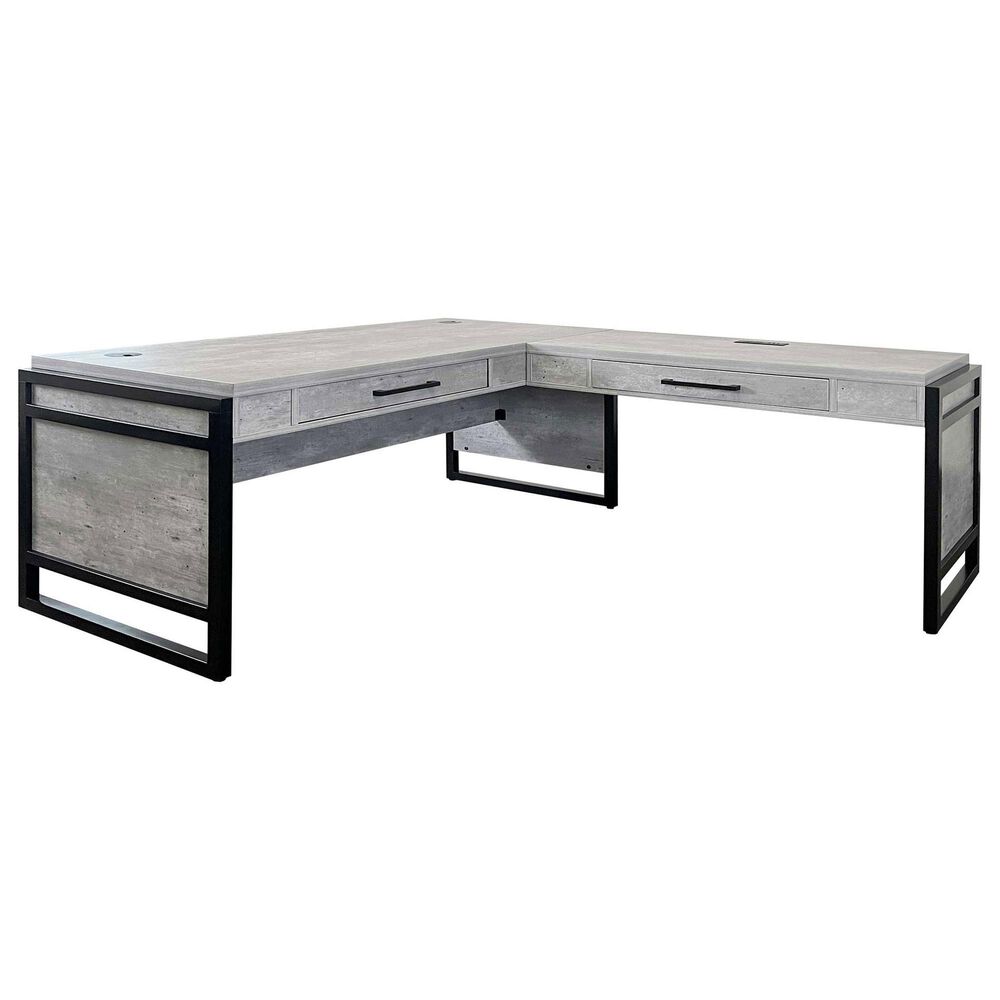 Wycliff Bay Mason L-Shaped Desk in Gray and Black, , large
